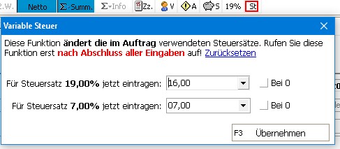 Umsatzsteuer Mehrwertsteuer anpassen