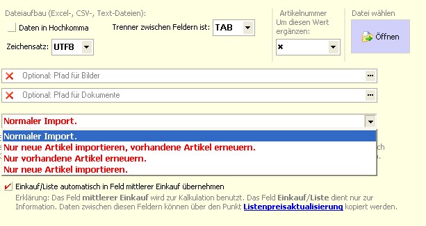 Import Adressen & Artikel