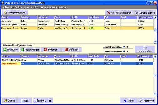 AWS-Modul Adressauswertungen, Serienbriefe und Serienmails