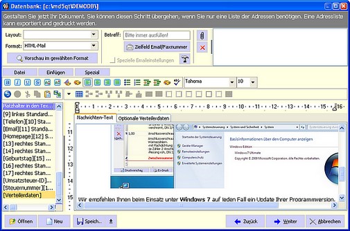 AWS-Modul Adressauswertungen, Serienbriefe und Serienmails