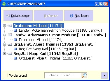Übersicht verbundene Adressen