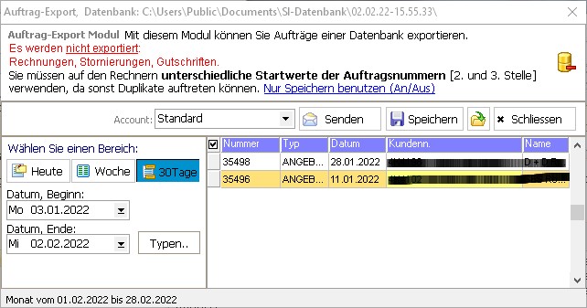 Auftrag-Import und Export Cloud