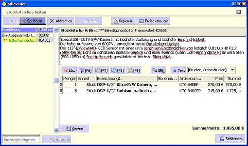 Stücklisten Setartikel Jumbos