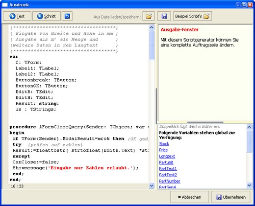 Formeln, Berechnungen für Artikel