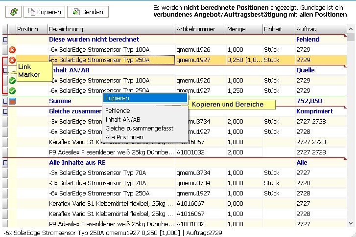 Nicht berechnete Positionen