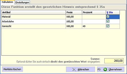 Rechnungen nach § 35a Abs. 2 S. 2 EStG