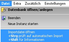 Die Auftrag Importfunktion per JSON