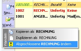 Rechnungen nachträglich ändern