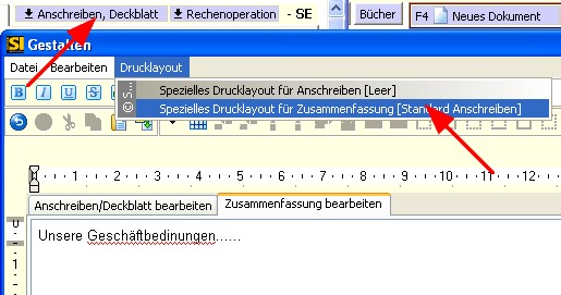 Supportanfrage Wie kann ich Geschäftsbedingungen in der Rechnung dauerhaft hinterlegen