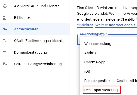 Email senden OAUTH2-Client bei Google bauen
