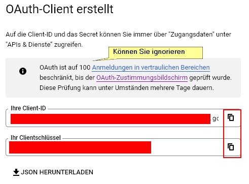 Email senden OAUTH2-Client bei Google bauen