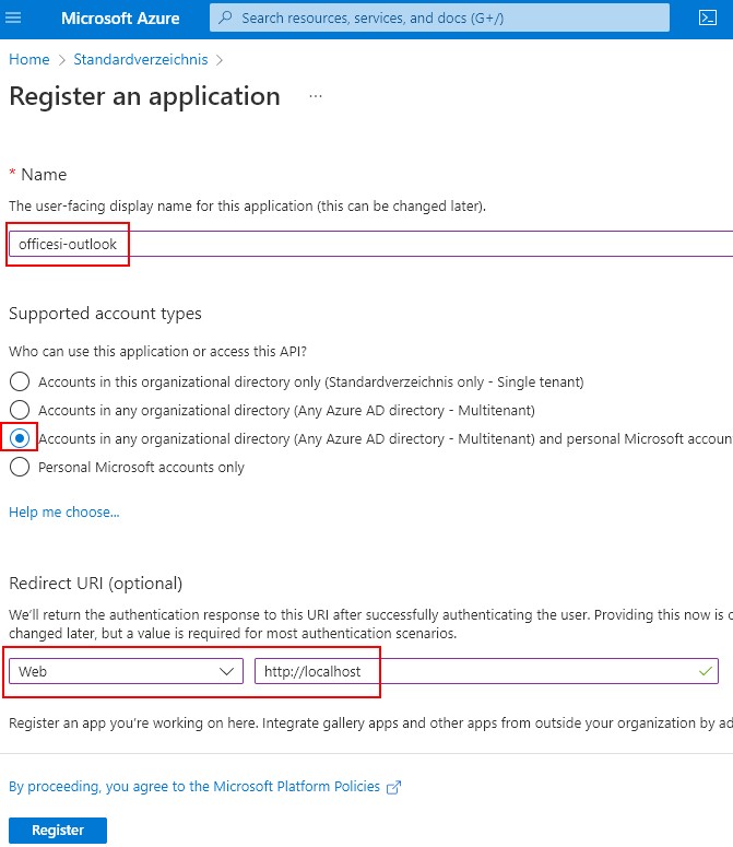 Email senden OAUTH2-Client bei Microsoft bauen