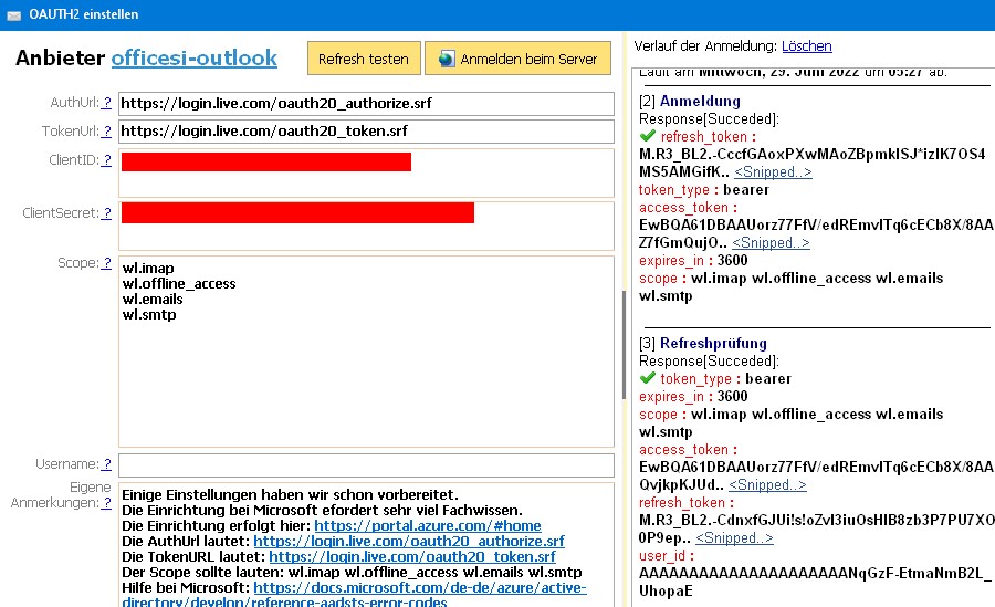 Email senden OAUTH2-Client bei Microsoft bauen