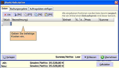 Kalkulation und Nachkalkulation